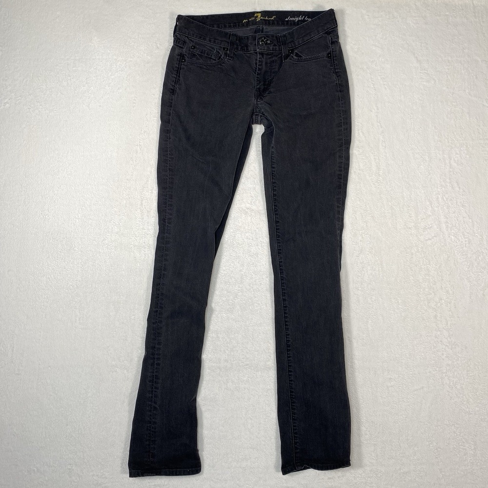 7 For All Mankind The Straight Black Jeans Women's 27 Cigarette Fit Denim